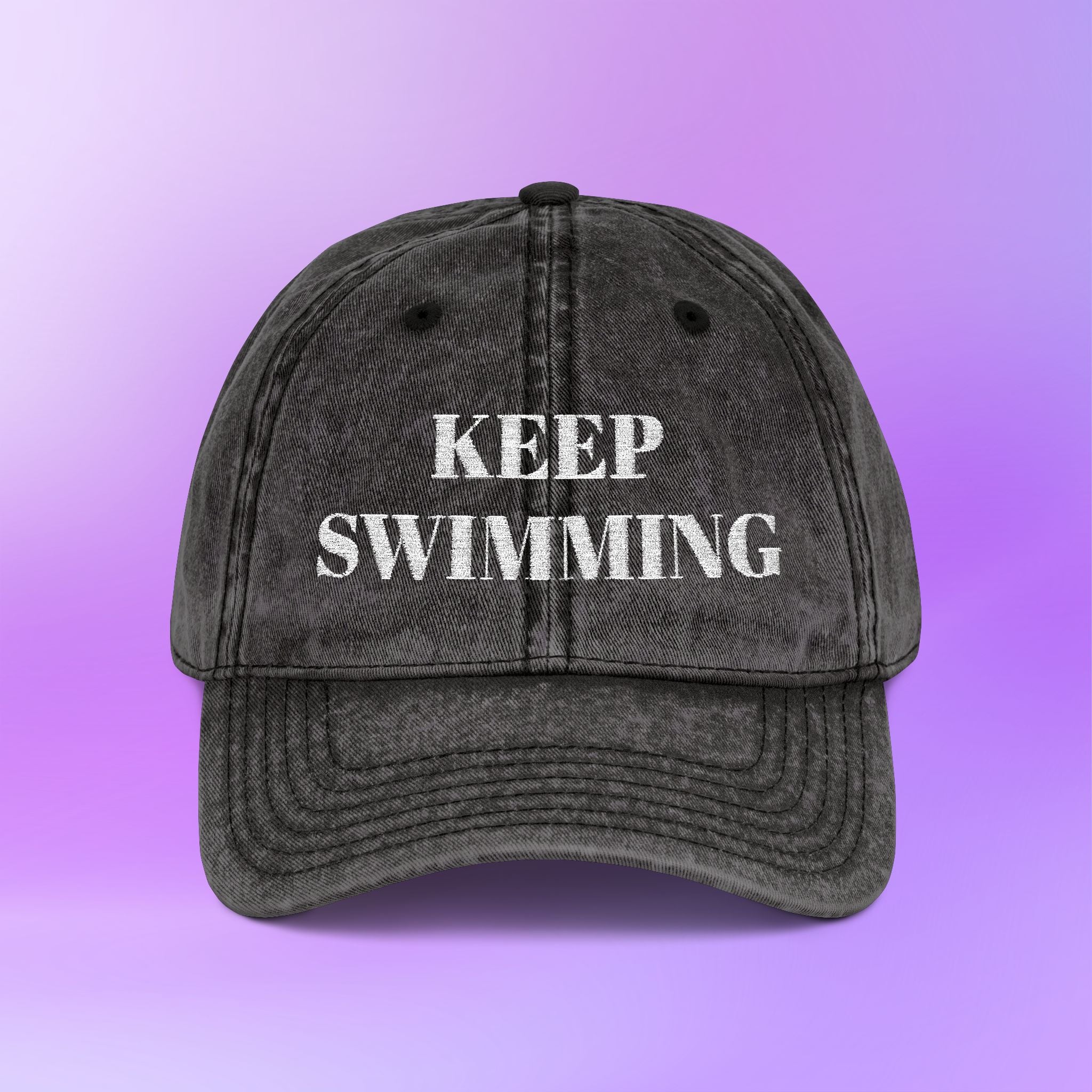 Keep Swimming | Swim Arirang BTS Distressed Embroidered Vintage Baseball Cap