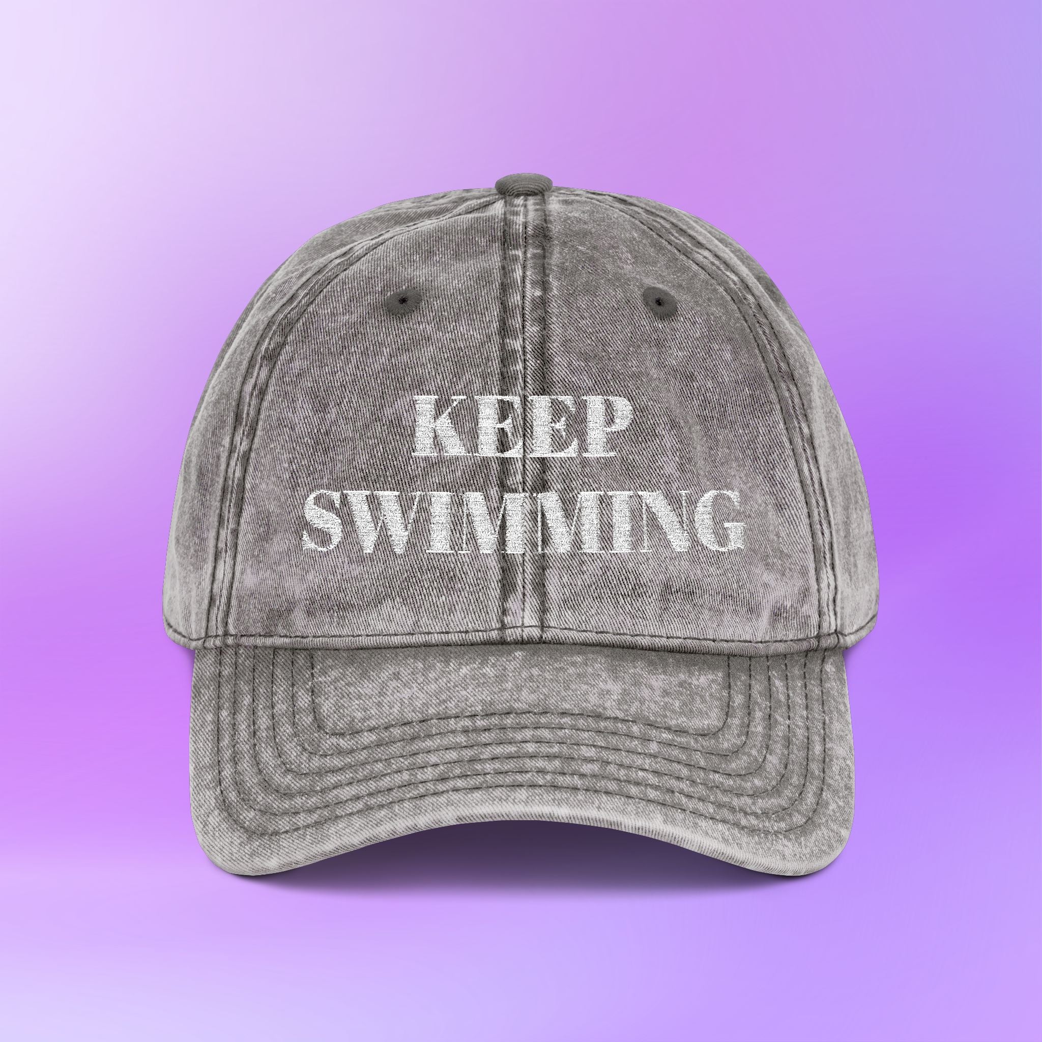Keep Swimming | Swim Arirang BTS Distressed Embroidered Vintage Baseball Cap