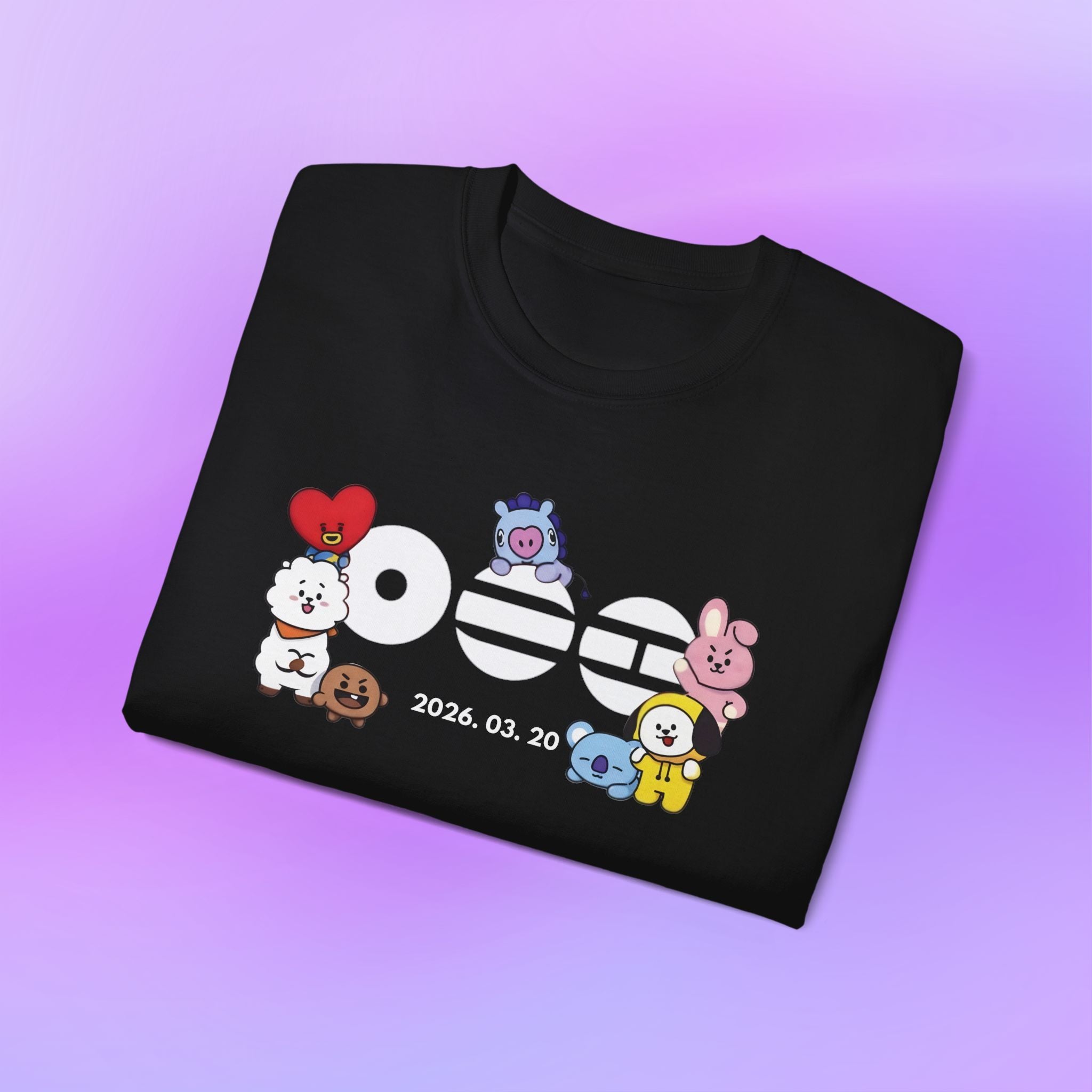 Arirang Bangtan Sonyeondan BTS, bt21 Cute Print | Unisex Cotton Tee Shirt