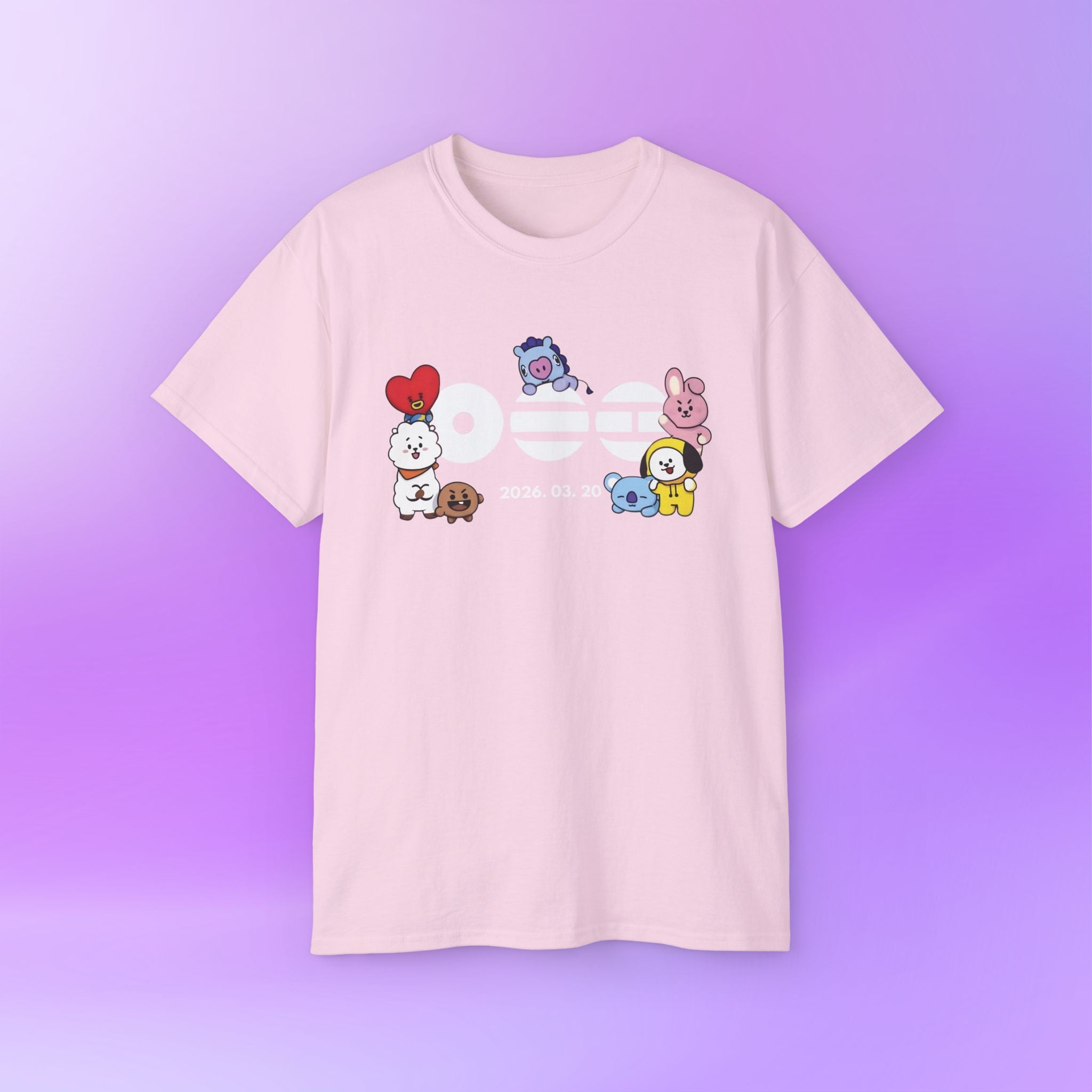 Arirang Bangtan Sonyeondan BTS, bt21 Cute Print | Unisex Cotton Tee Shirt