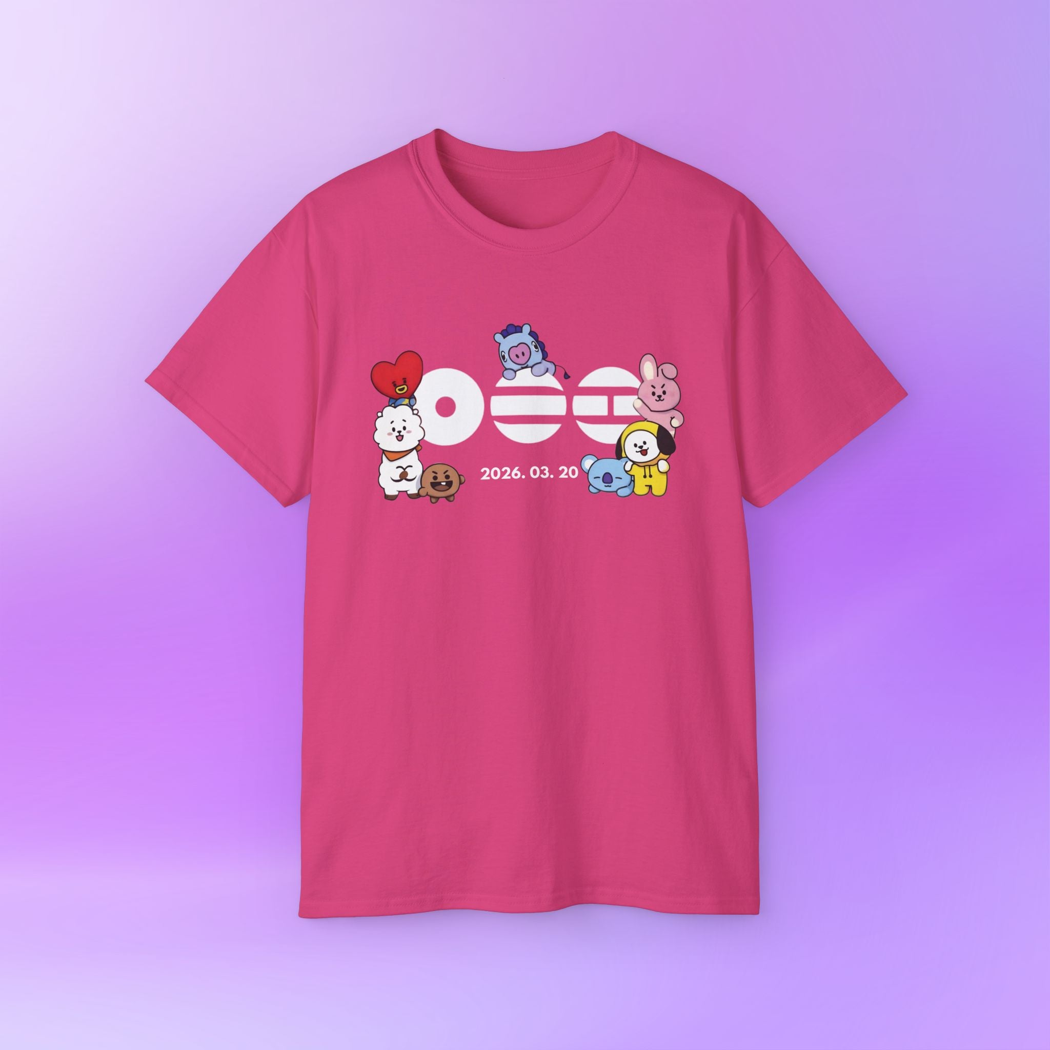 Arirang Bangtan Sonyeondan BTS, bt21 Cute Print | Unisex Cotton Tee Shirt