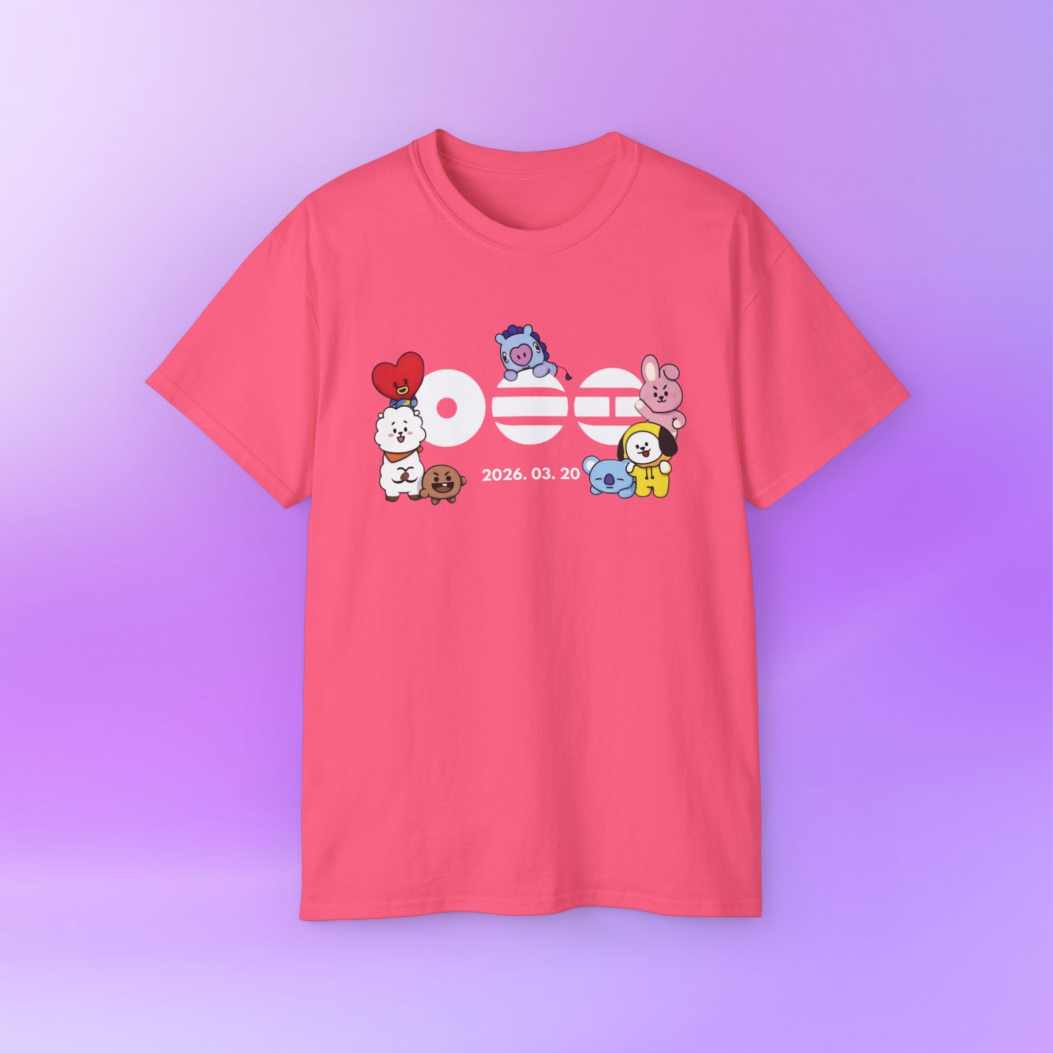 Arirang Bangtan Sonyeondan BTS, bt21 Cute Print | Unisex Cotton Tee Shirt