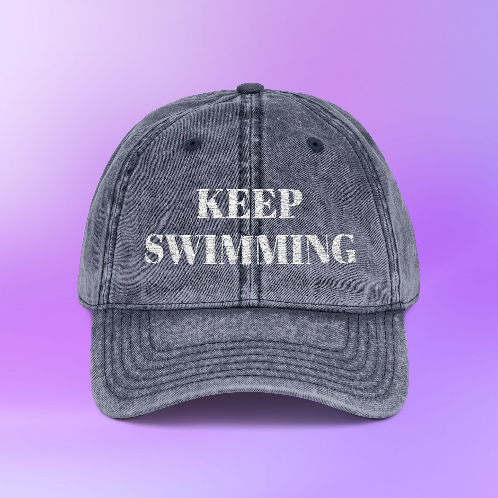 Keep Swimming | Swim Arirang BTS Distressed Embroidered Vintage Baseball Cap