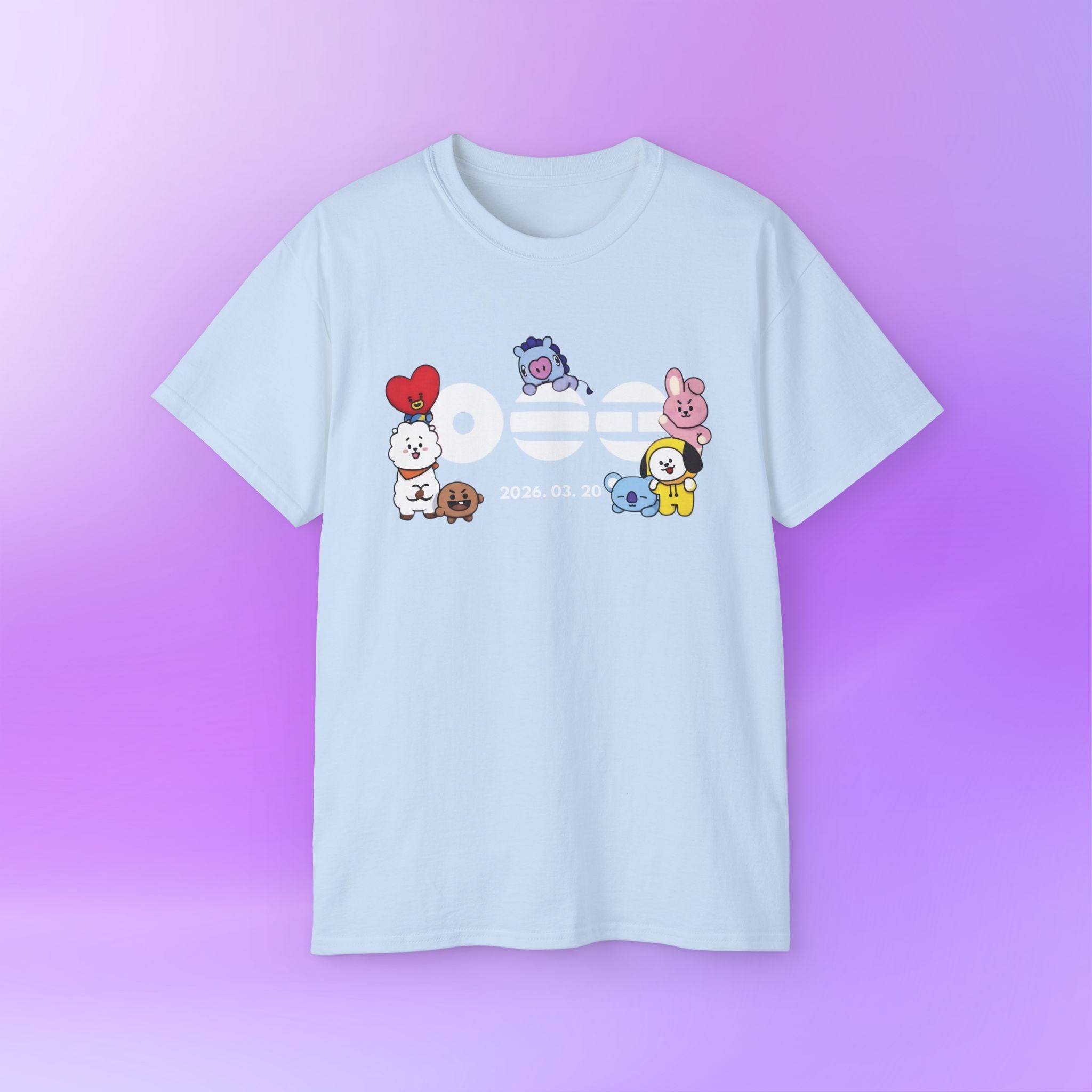 Arirang Bangtan Sonyeondan BTS, bt21 Cute Print | Unisex Cotton Tee Shirt