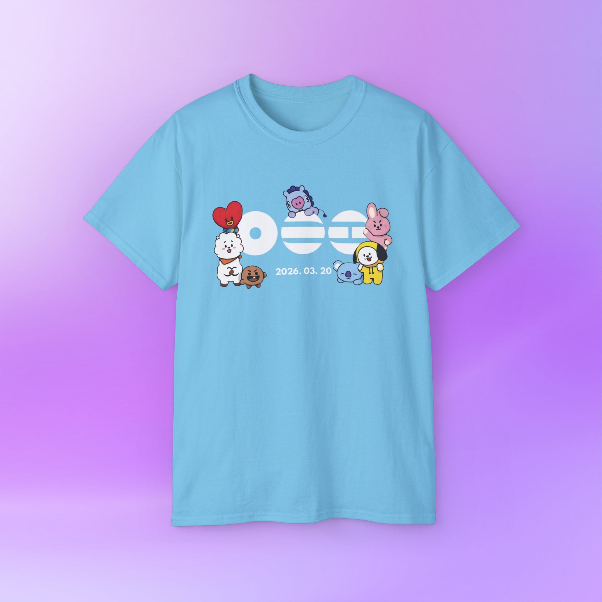 Arirang Bangtan Sonyeondan BTS, bt21 Cute Print | Unisex Cotton Tee Shirt