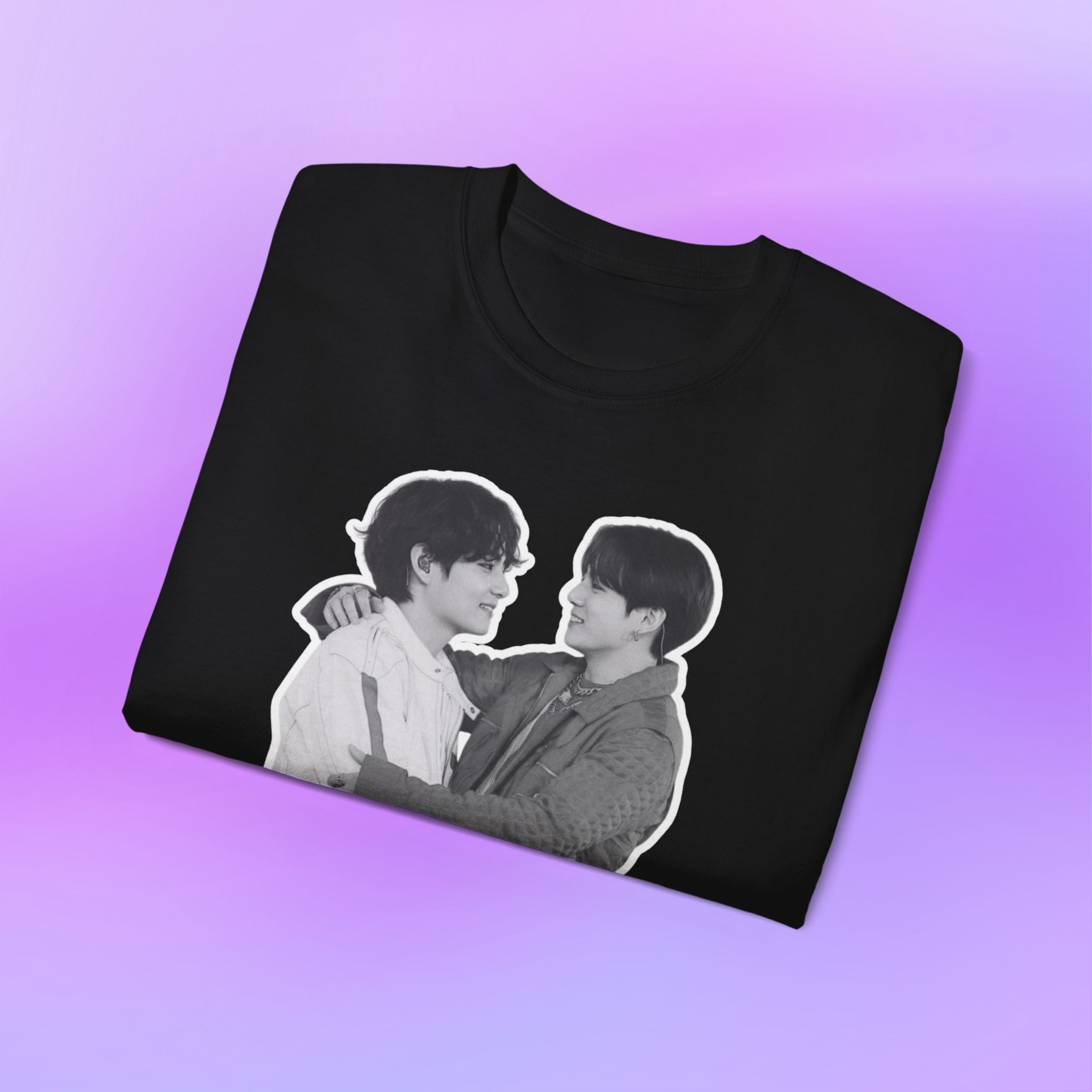 Taekook BTS Army, Taehyung and Jungkook bias Bangtan Sonyeondan, Cute Print | Unisex Cotton Tee Shirt