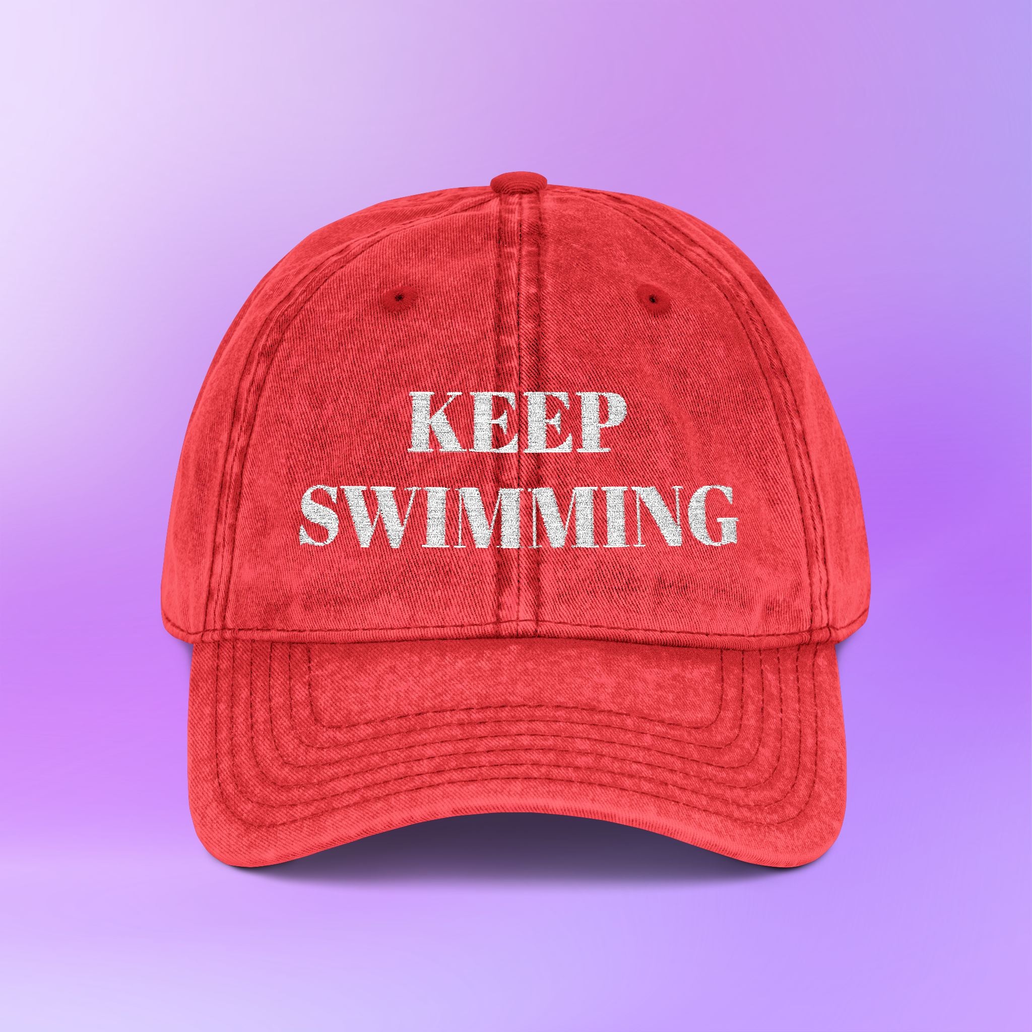 Keep Swimming | Swim Arirang BTS Distressed Embroidered Vintage Baseball Cap