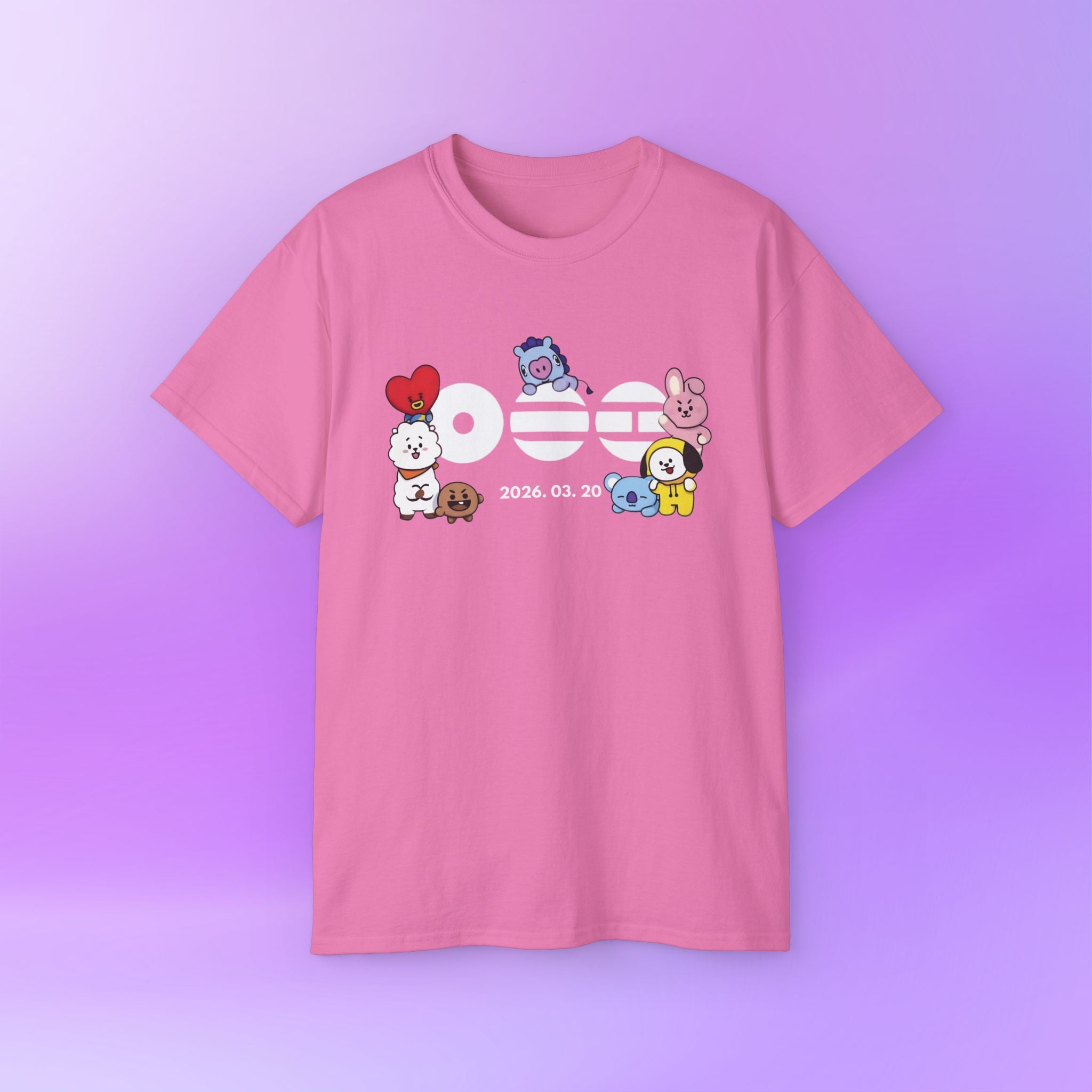 Arirang Bangtan Sonyeondan BTS, bt21 Cute Print | Unisex Cotton Tee Shirt
